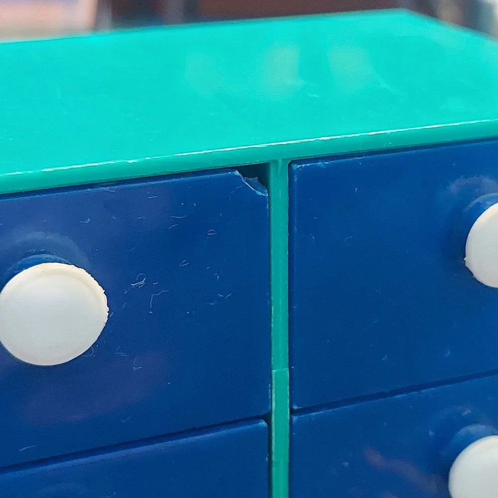 Mini Plastic 6 Drawer Storage Chest Teal Blue Desktop Organizer Trinket Box